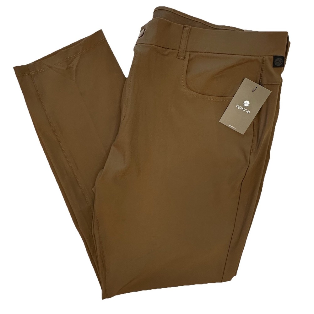 Apana‎ Mens Standard Fit Performance Chino Pants Brown Cub XL MA4487 NWT Stretch